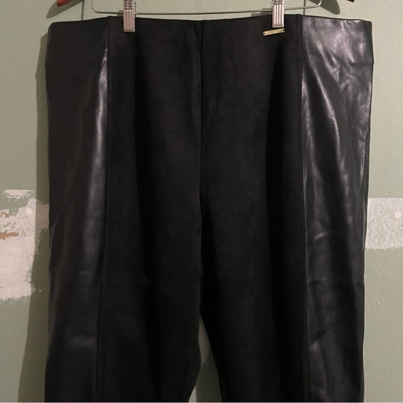 Marc New York Black Faux Suede-Leather Trim Pull On Pants Full Control Waistband - Picture 2 of 7